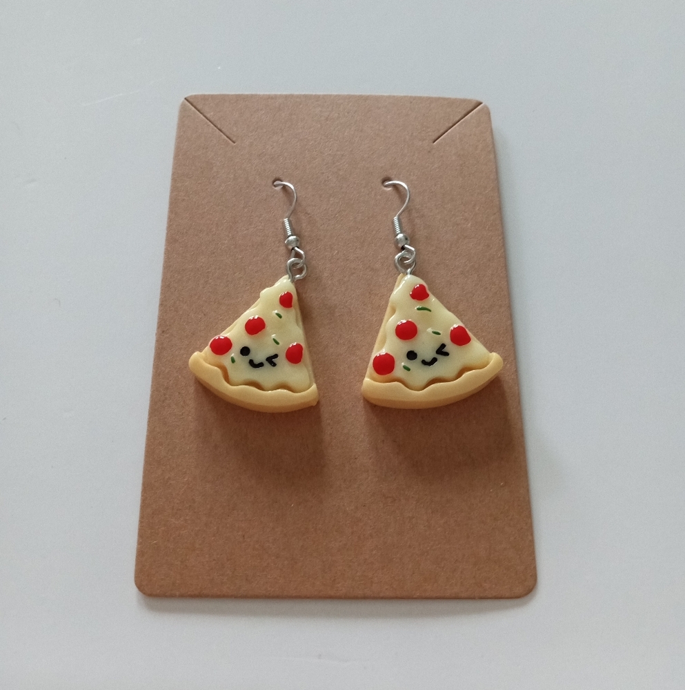Fun Tan Pizza Slice Earrings - Picture 2 of 5